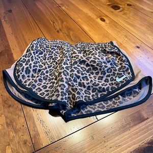Nike 3” shorts. Leopard print.